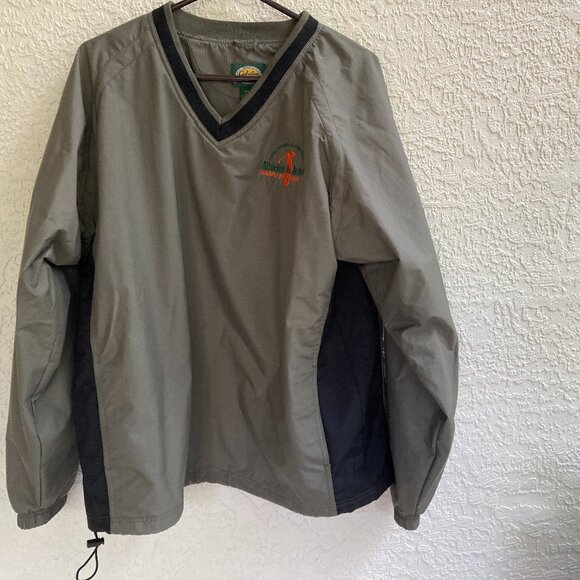 CABELA'S GOLF WINDBREAKER L MEN PULLOVER V NECK KHAKI GREEN GOLF CLASSIC LOGO - Picture 1 of 7